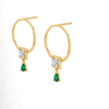 Oval Shaped Green Stone Studded Gold Earrings