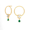 Oval Shaped Green Stone Studded Gold Earrings