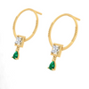 Oval Shaped Green Stone Studded Gold Earrings