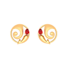 14k Lord Ganesha Themed Gold Earrings With Red Gemstone From Amazea Collection