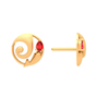 14k Lord Ganesha Themed Gold Earrings With Red Gemstone From Amazea Collection