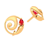 14k Lord Ganesha Themed Gold Earrings With Red Gemstone From Amazea Collection