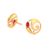 14k Lord Ganesha Themed Gold Earrings With Red Gemstone From Amazea Collection