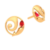 14k Lord Ganesha Themed Gold Earrings With Red Gemstone From Amazea Collection