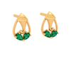 14K Lord Ganesha Gold Earrings With Teardrop Gem From Amazea Collection 