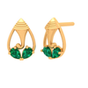 14K Lord Ganesha Gold Earrings With Teardrop Gem From Amazea Collection 