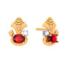 14K Gold Earring With Embellished Red Gem From Amazea Collection