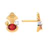 14K Gold Earring With Embellished Red Gem From Amazea Collection