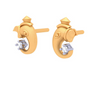 14K Ganesha Gold Earring With Four-Dimensional Clear Cut Gem 