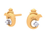 14K Ganesha Gold Earring With Four-Dimensional Clear Cut Gem 