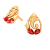 14K Lord Ganesha Gold Earring Design With Red Teardrop Gem