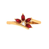 Red Stoned Petal Pattern Gold Ring