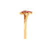 Red Stoned Petal Pattern Gold Ring