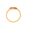 Red Stoned Petal Pattern Gold Ring