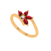 Red Stoned Petal Pattern Gold Ring