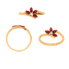 Red Stoned Petal Pattern Gold Ring