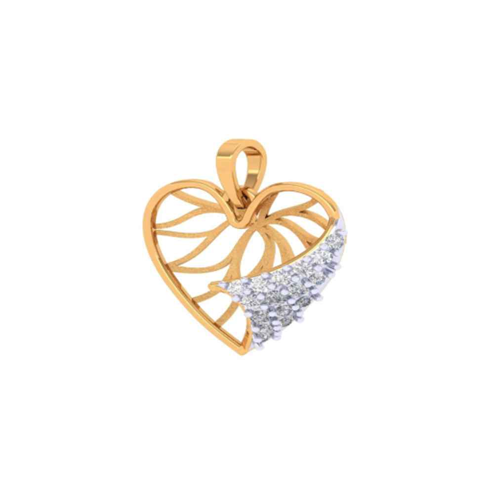 Heart Shaped Gold Pendant Design Studded With Stone