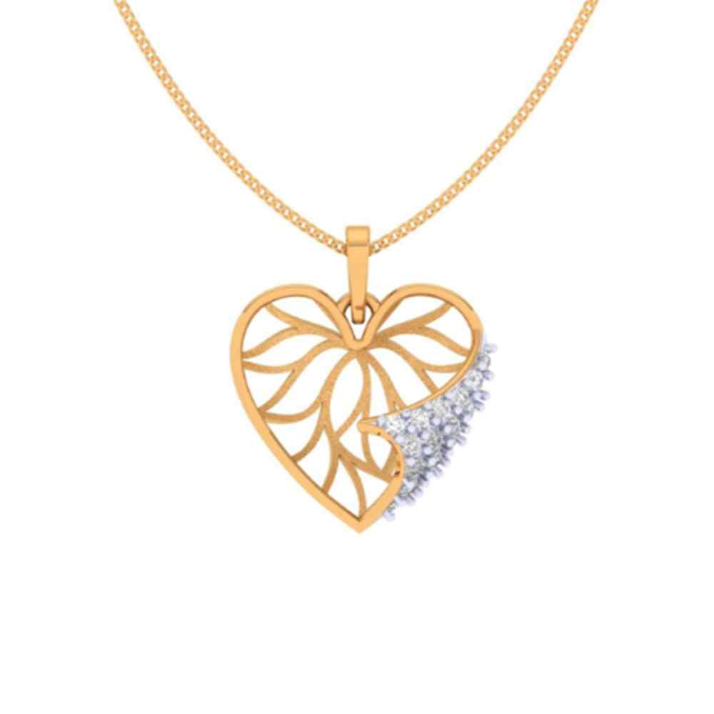 Heart Shaped Gold Pendant Design Studded With Stone