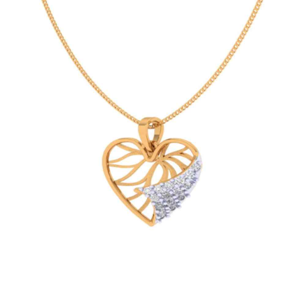 Heart Shaped Gold Pendant Design Studded With Stone