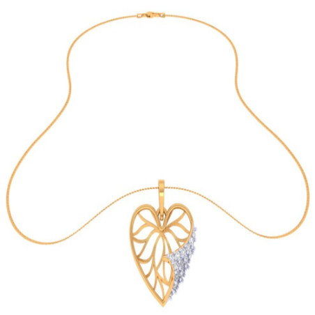 Heart Shaped Gold Pendant Design Studded With Stone