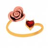 14K Rose Motif With Red Stone Gold Ring