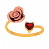 14K Rose Motif With Red Stone Gold Ring