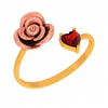 14K Rose Motif With Red Stone Gold Ring