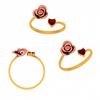 14K Rose Motif With Red Stone Gold Ring