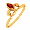 14K Red Stone Motif Gold Ring