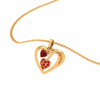 14K Heart Themed Multiple Red Stone Studded Gold Pendant 