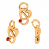 14K Heart Themed Red Stone Studded S Motif Gold Pendant Set