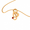 14K Heart Themed Red Stone Studded S Motif Gold Pendant Set