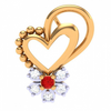 14K Diamond & Red -Stone Studded Heart Gold Pendant