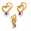 14K Diamond & Red -Stone Studded Heart Gold Pendant