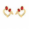 14K Red Stone Studded Yellow Gold Earring With Exclusive Design