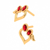 14K Red Stone Studded Yellow Gold Earring With Exclusive Design