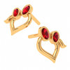 14K Red Stone Studded Yellow Gold Earring With Exclusive Design