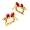 14K Red Stone Studded Yellow Gold Earring With Exclusive Design