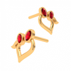 14K Red Stone Studded Yellow Gold Earring With Exclusive Design