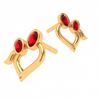 14K Red Stone Studded Yellow Gold Earring With Exclusive Design