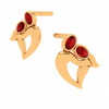 14K Red Stone Studded Latest Designer Gold Earrings