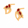 14K Red Stone Studded Latest Designer Gold Earrings