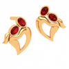 14K Red Stone Studded Latest Designer Gold Earrings