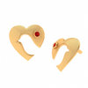 14K Heart Shaped Bird Themed Gold Trinket Exclusively For You