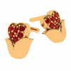 14K Red Stone Studded Floral Motif Gold Trinket