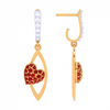 14K Diamond Embossed Red Stone Studded Yellow Gold Earring