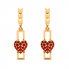 14K Red Stone Studded Heart Themed Yellow Gold Jhumka 