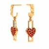 14K Red Stone Studded Heart Themed Yellow Gold Jhumka 