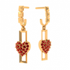 14K Red Stone Studded Heart Themed Yellow Gold Jhumka 