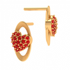 14K Oval Shaped Heart Themed Gold Earring for Women